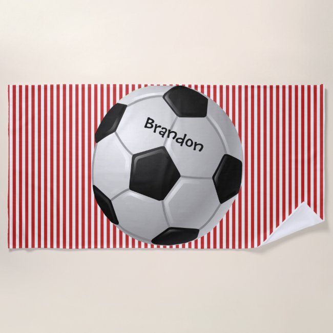 Soccer Ball Stripes Design Beach Towel