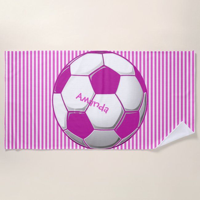Soccer Ball Stripes Design Beach Towel