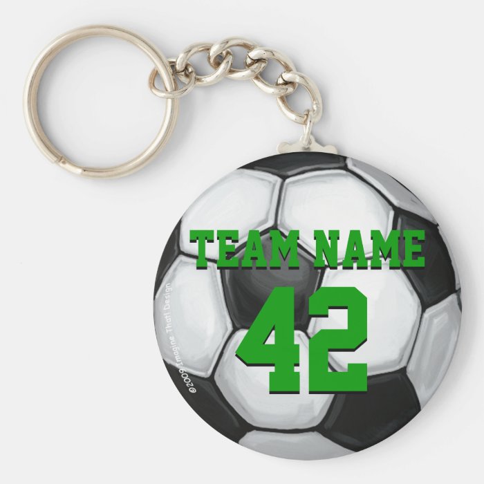 Soccer Ball Team Name and Number Keychain