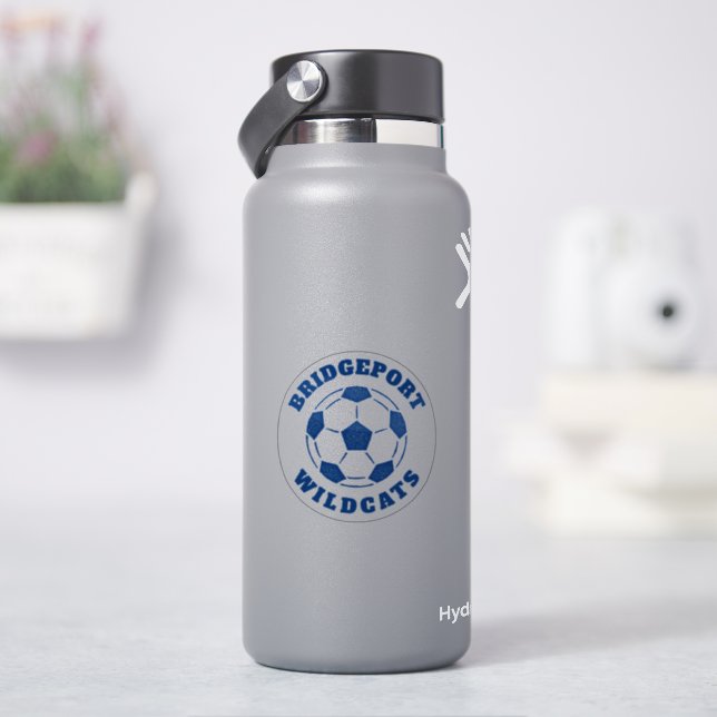 Soccer ball team name blue sticker (HydroFlask)