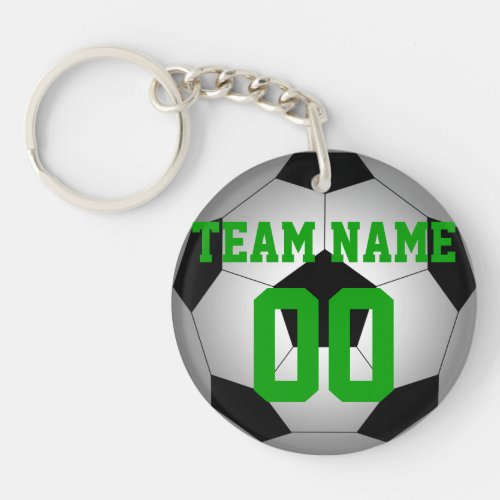 Soccer ball team name number personalized keychain