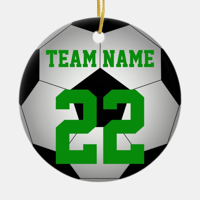 Soccer ball team name personalized ceramic ornament (Front)