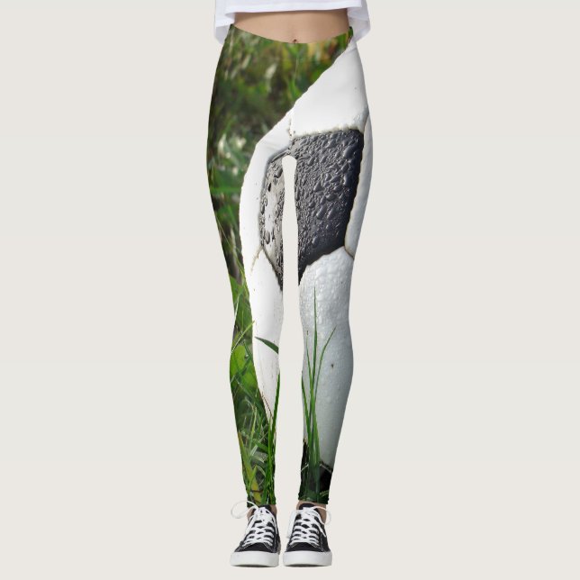 Soccer Ball Team Sports Handmade Yoga Pants (Front)