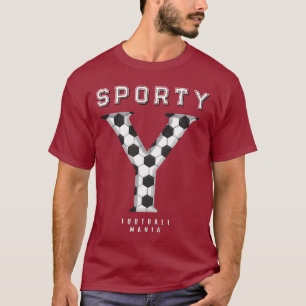 Soccer Ball Texture Initial Sporty Typography T-Shirt