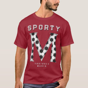 Soccer Ball Texture Initial Sporty Typography T-Shirt