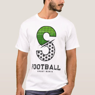 Soccer Ball Texture Initial Sporty Typography T-Shirt