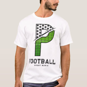 Soccer Ball Texture Initial Sporty Typography T-Shirt