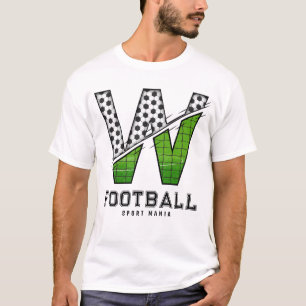 Soccer Ball Texture Initial Sporty Typography T-Shirt