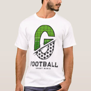Soccer Ball Texture Initial Sporty Typography T-Shirt