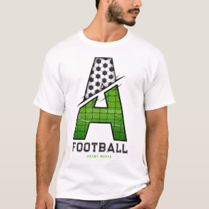 Soccer Ball Texture Initial Sporty Typography T-Shirt