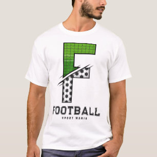 Soccer Ball Texture Initial Sporty Typography T-Shirt