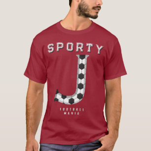 Soccer Ball Texture Initial Sporty Typography T-Shirt