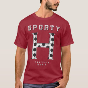 Soccer Ball Texture Initial Sporty Typography T-Shirt