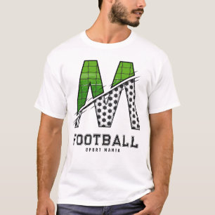 Soccer Ball Texture Initial Sporty Typography T-Shirt