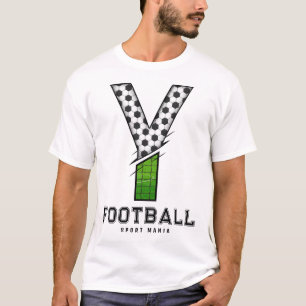 Soccer Ball Texture Initial Sporty Typography T-Shirt