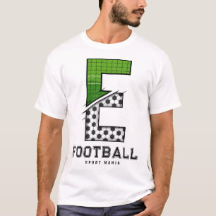 Soccer Ball Texture Initial Sporty Typography T-Shirt
