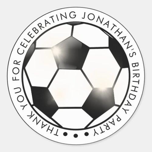 Soccer Ball Theme Birthday Party Thank You Classic Round Sticker
