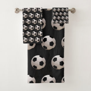 Soccer Ball Theme Black      Bath Towel Set