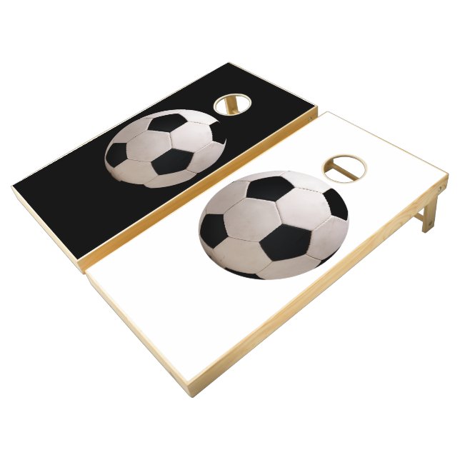 Soccer Ball Theme Cornhole Set (Angled)