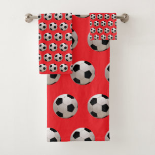 Soccer Ball Theme Red     Bath Towel Set