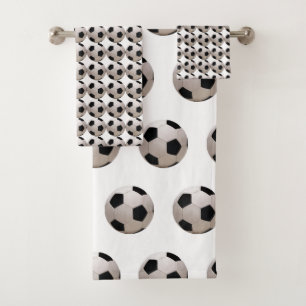 Soccer Ball Theme White      Bath Towel Set