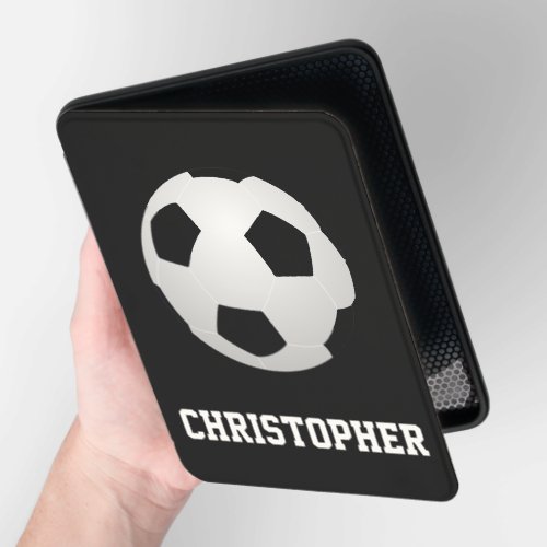 Soccer Ball Tough Black Personalized Name Kindle Cover