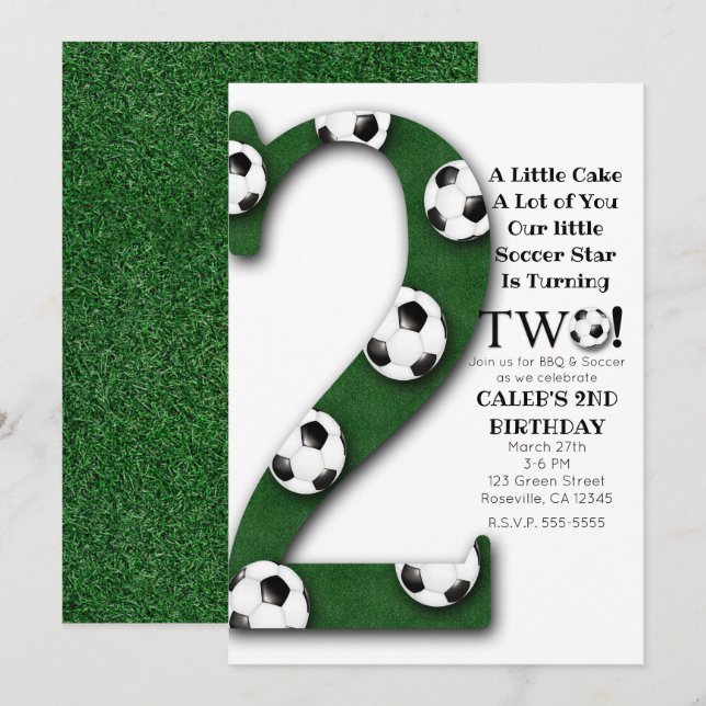 Soccer Ball TWO 2 2nd Birthday Party Invitation (Front/Back)