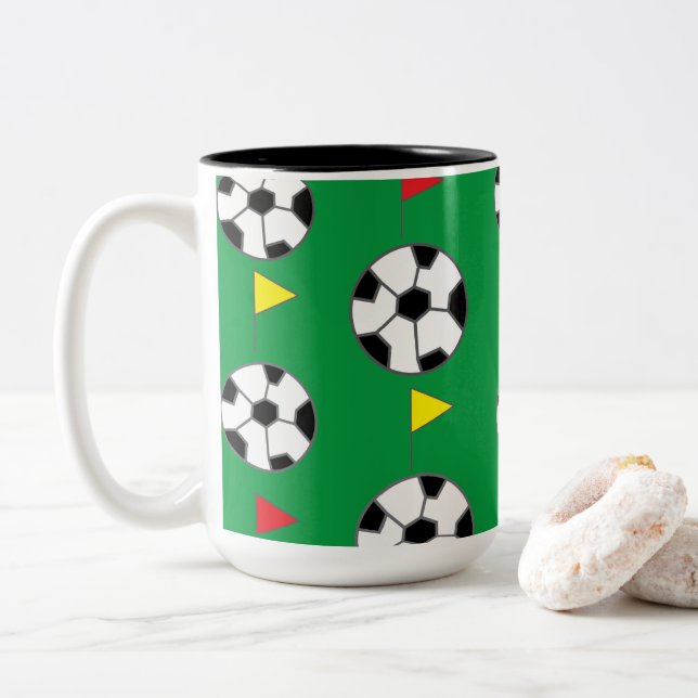 Soccer Ball Two-Tone Coffee Mug (With Donut)