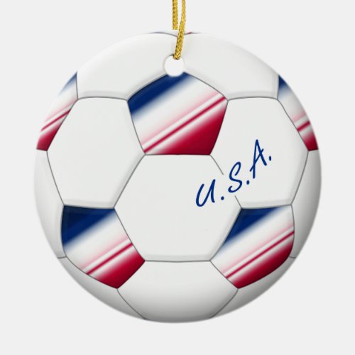 Soccer ball âœUSAâ Ball of Soccer of the USA Ceramic Ornament