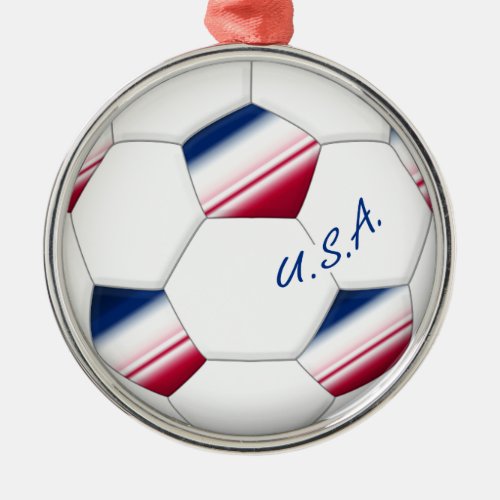Soccer ball âœUSAâ Ball of Soccer of the USA Metal Ornament