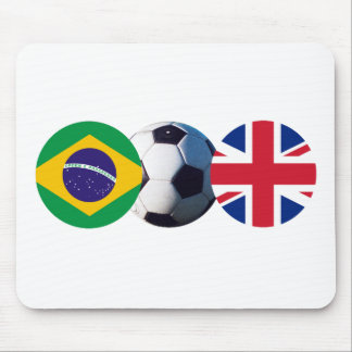 Soccer Ball UK & Brazil Flags The MUSEUM Zazzle Mouse Pad
