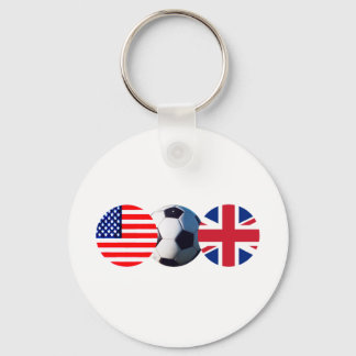 Soccer Ball UK & USA Flags The MUSEUM Zazzle Keychain