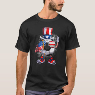 Soccer Ball & Uncle Sam Hat American Flag 4th Of J T-Shirt