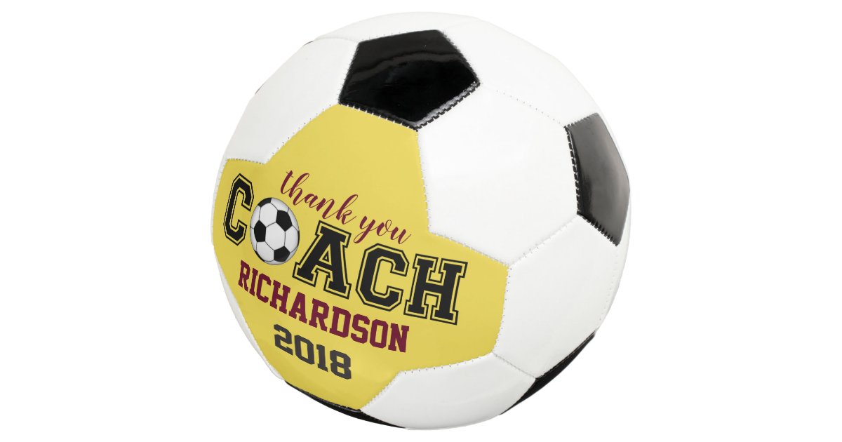 Soccer ball unique custom thank you gift for coach | Zazzle