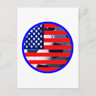 Soccer Ball & USA Flag2 The MUSEUM Zazzle Blue-C Postcard