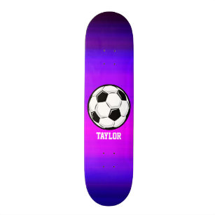 Soccer Ball; Vibrant Violet Blue and Magenta Skateboard