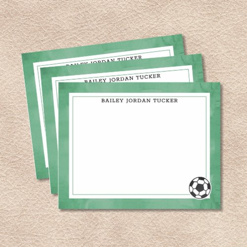 Soccer Ball Watercolor Green Stationery Note Card