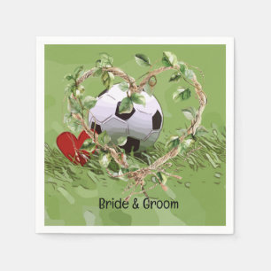Soccer ball wedding themed napkins