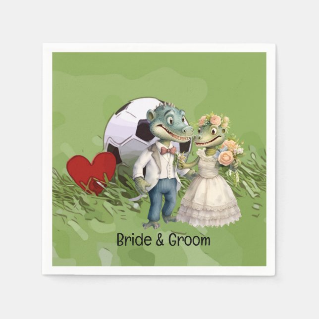 Soccer ball wedding themed  napkins (Front)