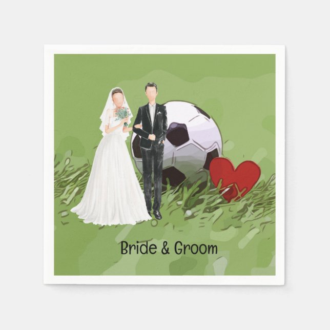 Soccer ball wedding themed  napkins (Front)