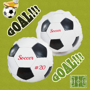 Soccer Ball White and Black Futbol Sports Theme Round Pillow
