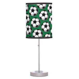 Soccer Ball White Black Green Kids Room Decor Table Lamp