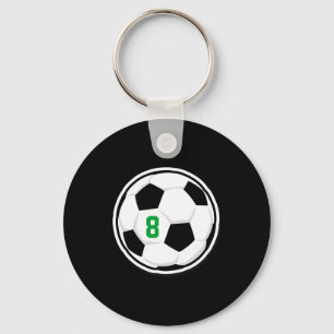 Soccer Ball White Black Green Kids Team Number T S Keychain