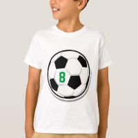 Soccer Ball White Black Green Kids Team Number