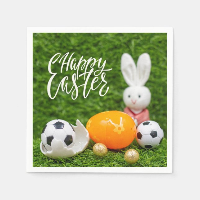 Soccer ball with Eggs Easter Holiday for Player   Napkins (Front)