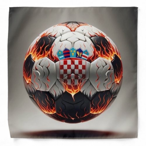Soccer ball with flames and Croatian flag Bandana
