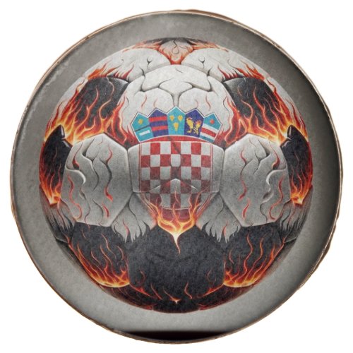 Soccer ball with flames and Croatian flag Chocolate Covered Oreo