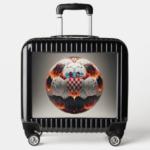 Soccer ball with flames and Croatian flag Luggage