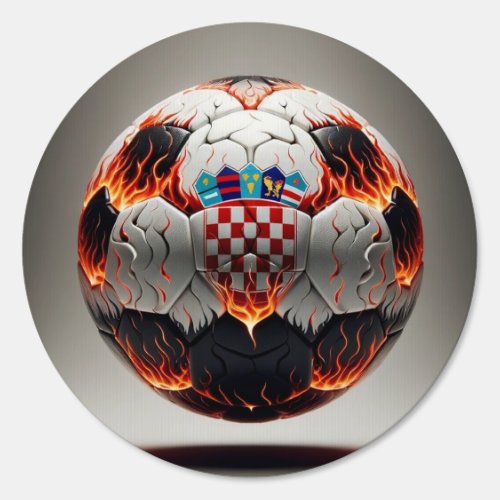 Soccer ball with flames and Croatian flag Sign