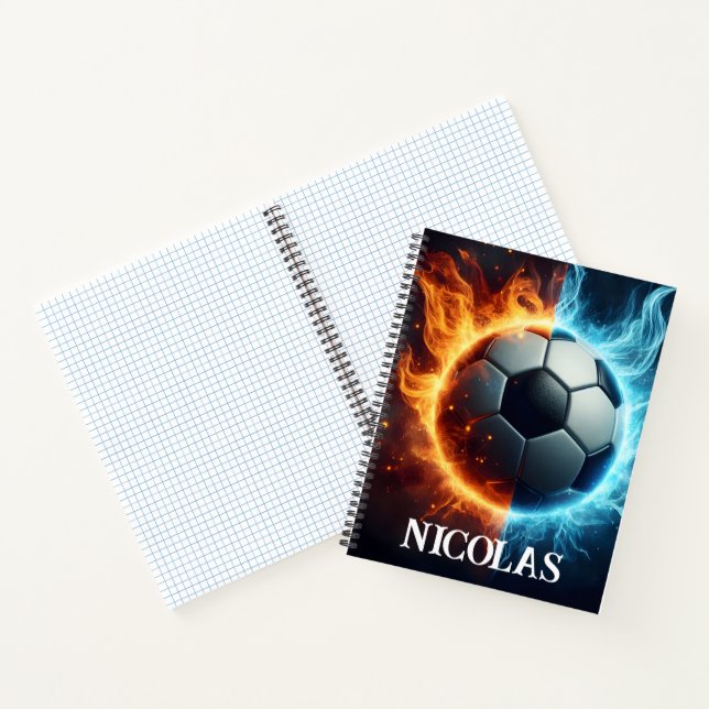 soccer ball with flames and ice notebook (Inside)